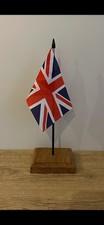 Union Jack UK Flag On Oak Base