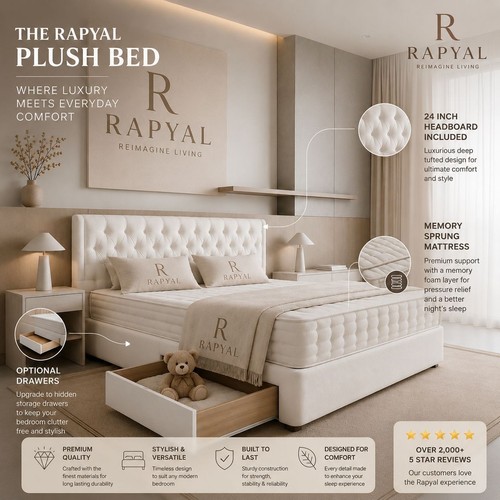 Plush divan bed - bed, with