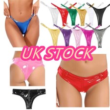 UK Womens Zipper Crotch Booty Shorts Shiny Metallic PVC Leather Hot Pants Raves