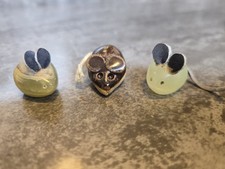 3 Small Mice Orniments Green