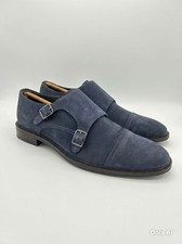Monkstrap navy shoes mens real - monkstrap,
