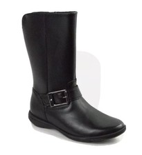 NEW CLARKS VENTURE MOON BLACK LEATHER GIRLS SCHOOL BOOTS UK SIZE 10 G