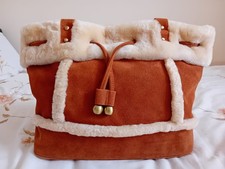 Marta Ponti Brown Suede&Sheepwool Tote Bag New
