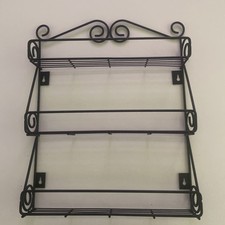 Scroll Design Black Metal Spice Rack Wall Mount  