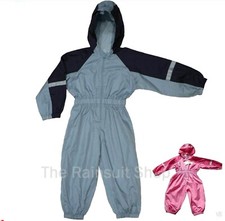 KIDS BLUE NEW  ALL IN ONE WATERPROOF SUIT CHILDS PUDDLE  RAINSUIT