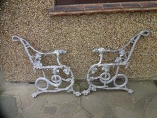 VINTAGE HOUND AND SERPENT BENCH ENDS ~ COALBROOKDALE STYLE ~ CAST ALLOY ~