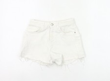 Zara Girls White Cut-Off Denim Shorts Age 11-12 Years Summer Casual