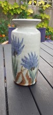 North Devon Studio Pottery Floral Vase 19x8cm