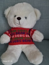 Debs Debenhams White Plush Bear With Red Knitted Sweater 