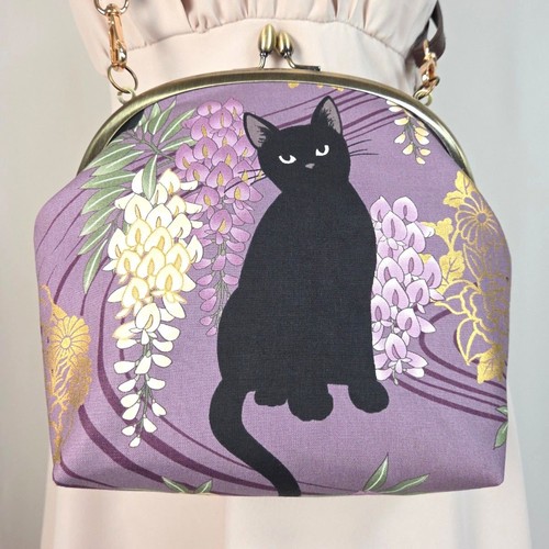 Cute black cat - , wisteria