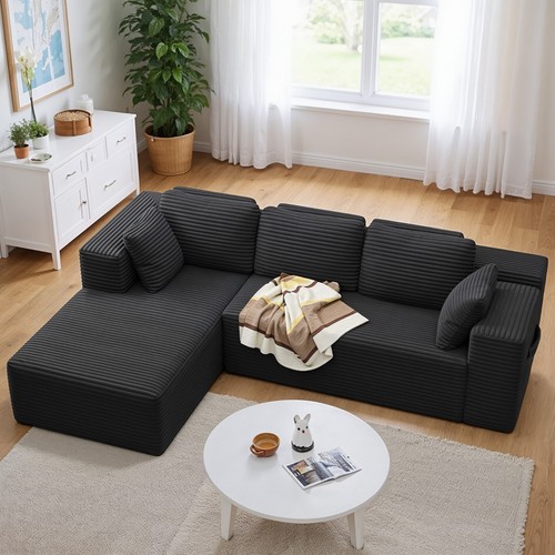 Seater velvet corner sofa l - 3,