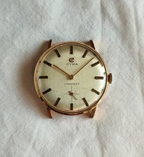 Vintage 1960s Cyma Gents Gold Tone Cymaflex R 484.2 Mech Watch Head-Spare/Repair