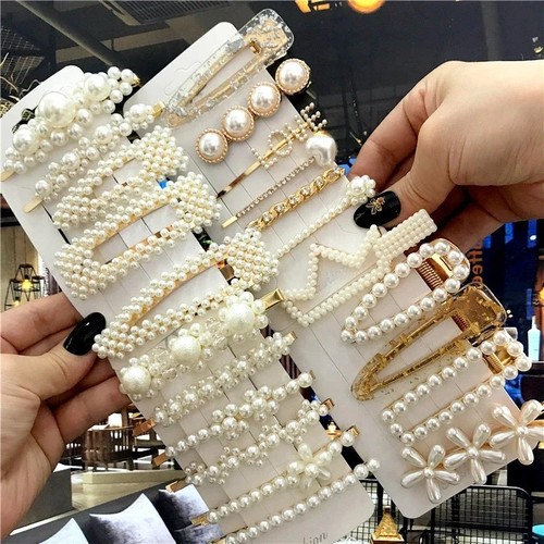 Pearl hair clips slide - hair,