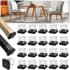 24 Furniture Sliders Hardwood Carpet Silicone Leg Protectors Feet 26-36mm Square