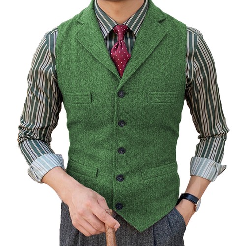 Mens tweed wool waistcoat - wool,
