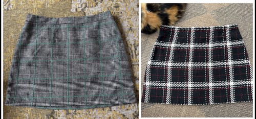 Check tartan mini skirt - x,