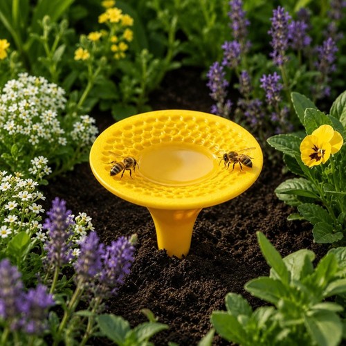Bee watering station honeycomb - bee,