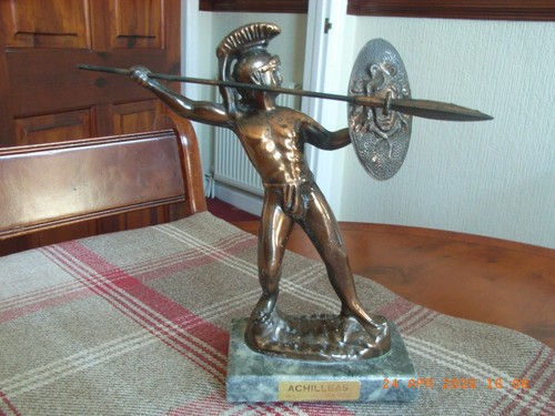 Achilles bronzed metal statue - achilles,