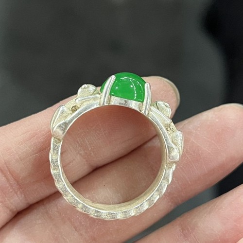 Men green jade ring - green, women's