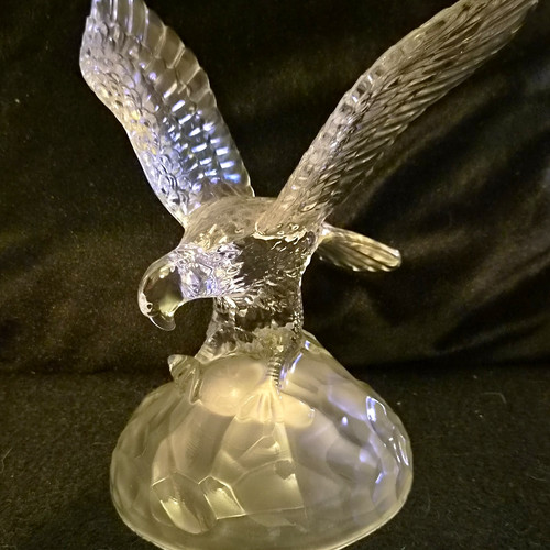 Clear glass eagle figurine - glass, on