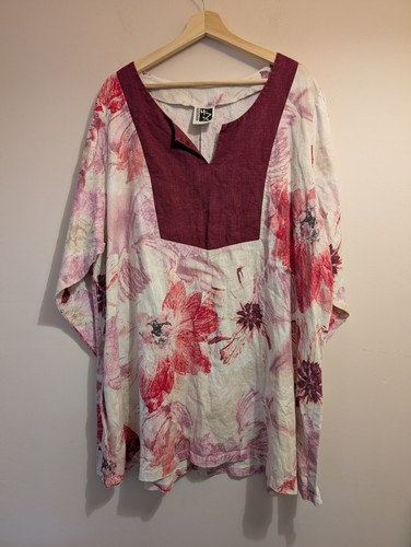 Pink floral 100 linen - floral,