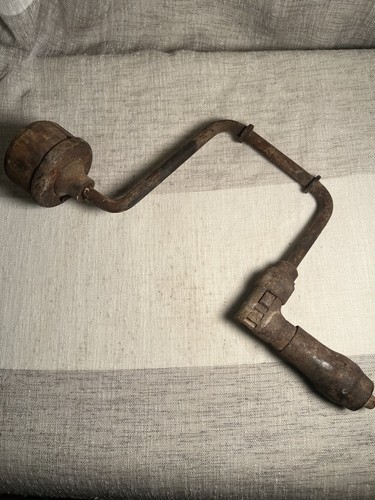 Antique crank brace bit hand - crank,