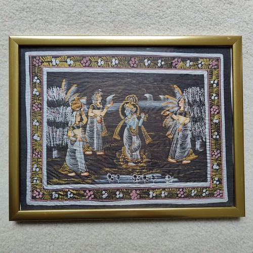 Vintage indian silk painting - vintage,