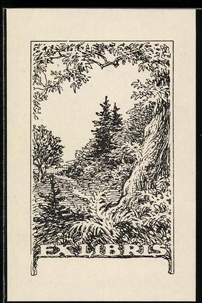 Exlibris waldlandschaft - waldlandschaft, in