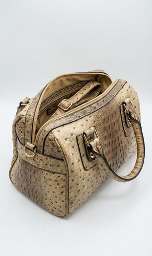 Faux ostrich leather handbag - faux,