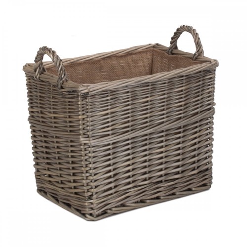 Wicker log basket rectangular - log,