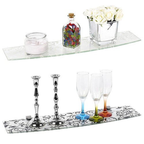 Large bowed floating - bowed, glass