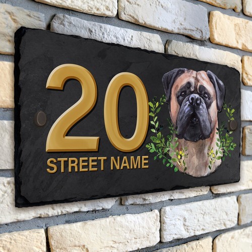 Bullmastiff house number slate - bullmastiff,