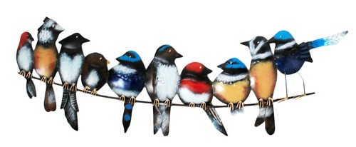 Birds the wire metal wall - wire,