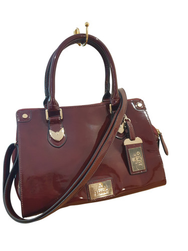 Burgundy patent juno bag - burgundy,
