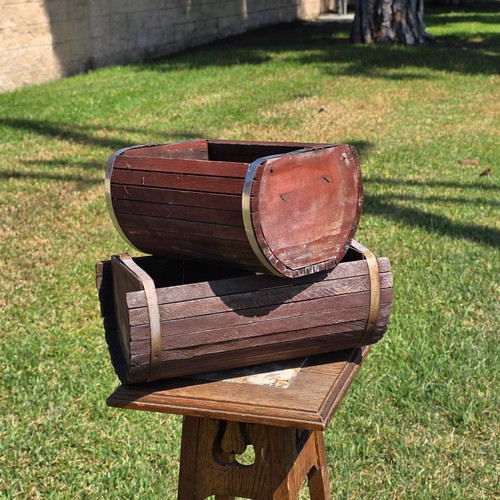 Vintage half barrel planter - vintage,