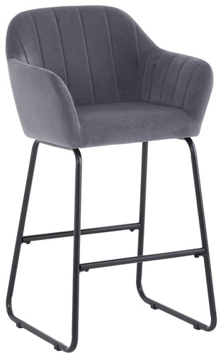 Velvet bar stool fixed height - bar,