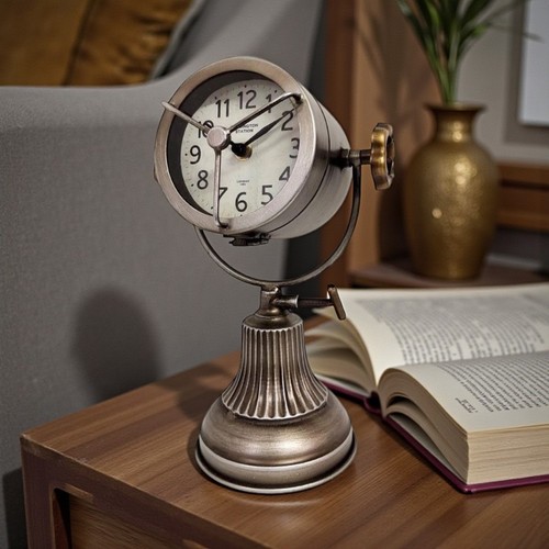 Silver mantel clock - mantel, silent
