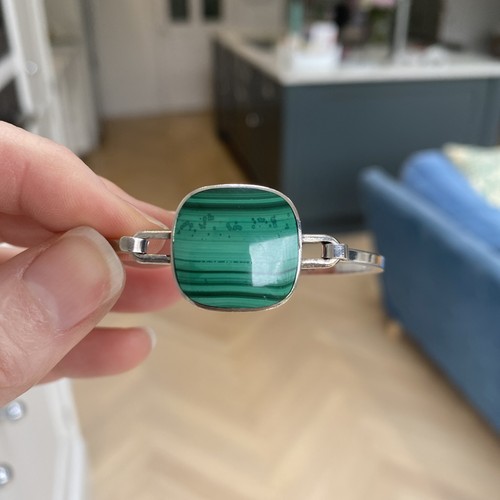 Sterling silver malachite - silver,