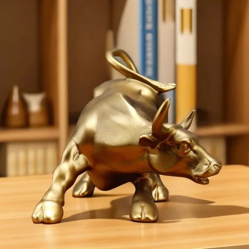 Golden bull statue resin - statue,