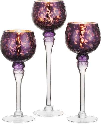 Long stem glass candle holder - glass,