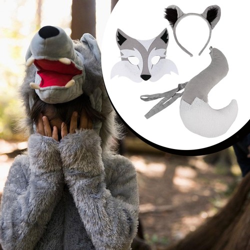 Kids wolf headband tail mask - kids,