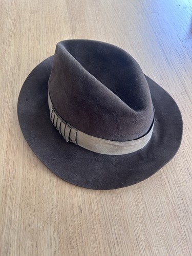 Vintage brown wool - wool, fedora