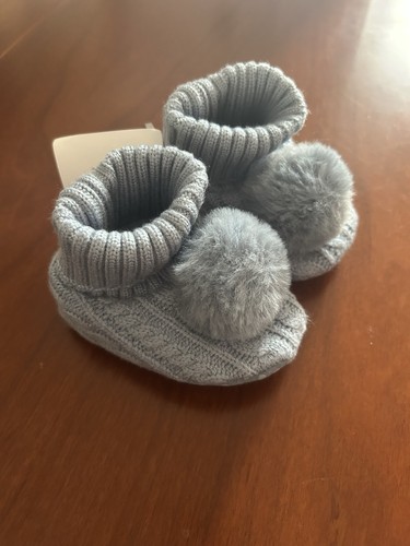 Boys baby blue knitted - knitted, booties