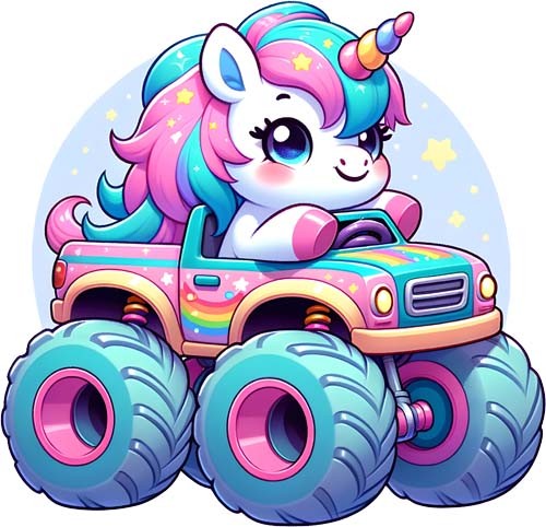 Unicorn monster truck wall art - truck,