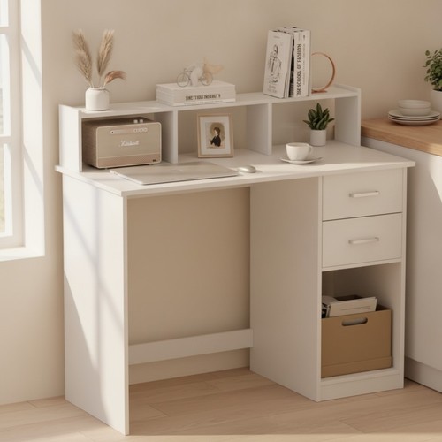 White computer desk - computer, with