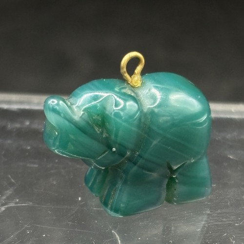 Carved green stone elephant - green,