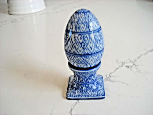 Vintage blue white egg - blue, on