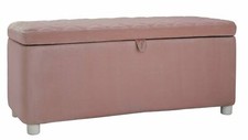 Mila Large Velvet Ottoman - Blush Pink | Storage Bench Footstool for Living Room