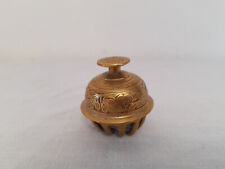 Vintage Small Temple Claw Bell Brass Metal Ornate Miniature Floral Bell