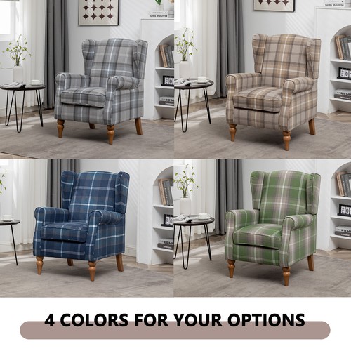 High wing back armchair tartan - wing,